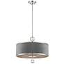 1_Luxour 20"W Polished Nickel and Gray Velvet Pendant Light