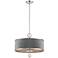 Luxour 20"W Polished Nickel and Gray Velvet Pendant Light