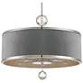 2_Luxour 20"W Polished Nickel and Gray Velvet Pendant Light more views