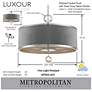 4_Luxour 20"W Polished Nickel and Gray Velvet Pendant Light more views