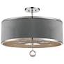 5_Luxour 20"W Polished Nickel and Gray Velvet Pendant Light more views