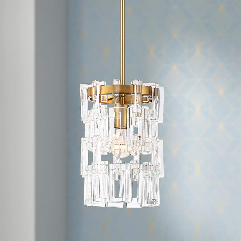 Image 1 Luxum 9 1/2" Wide Brass and Crystal Mini Pendant Light