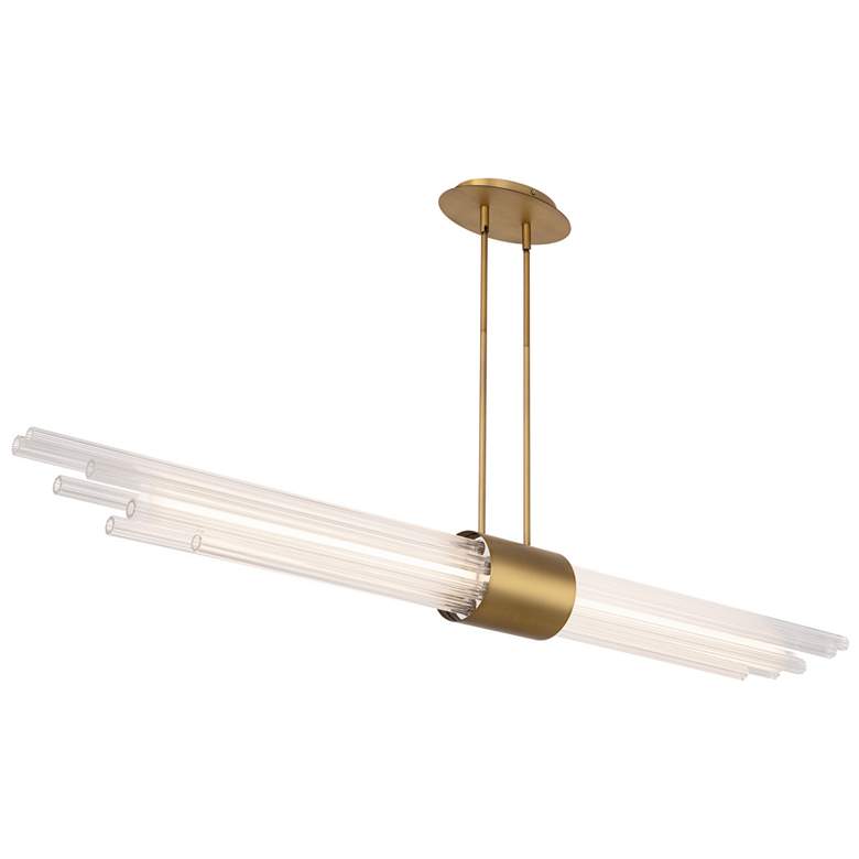 Image 1 Luzerne 4.88 inchH x 56 inchW 1-Light Linear Pendant in Aged Brass