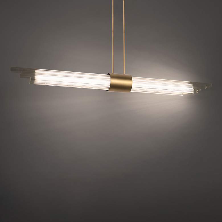 Image 1 Luzerne 4.88"H x 56"W 1-Light Linear Pendant in Aged Brass