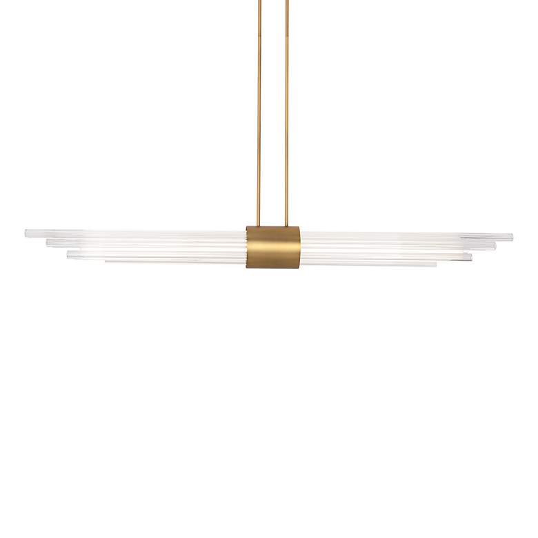 Image 3 Luzerne 4.88"H x 56"W 1-Light Linear Pendant in Aged Brass more views