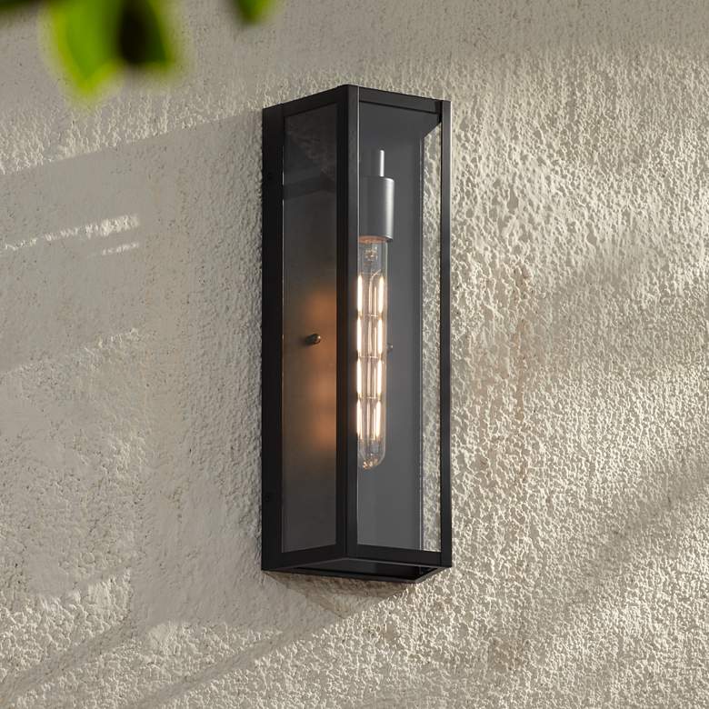 Image 1 Lydia 16" High Matte Black Outdoor Wall Light