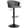 Lydia Adjustable Bar Stool in Black Wood and Grey Faux Leather