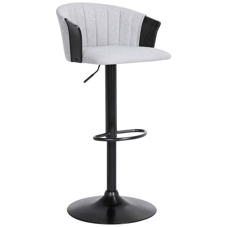 Image 1 Lydia Adjustable Bar Stool in Black Wood and Light Grey Fabric