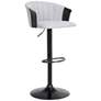 Lydia Adjustable Bar Stool in Black Wood and Light Grey Fabric