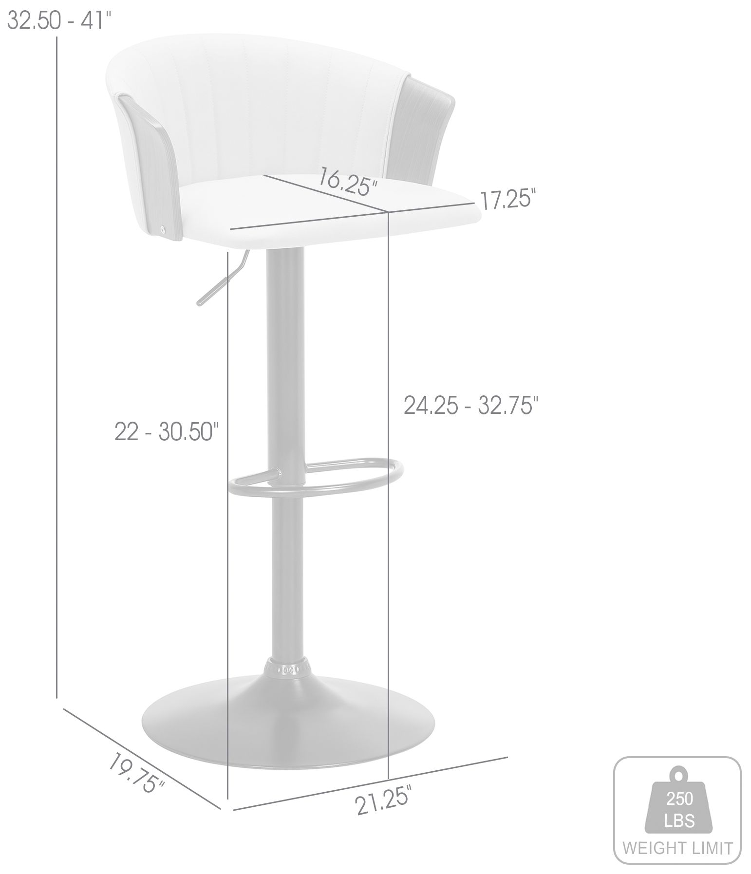 Lydia Adjustable Barstool in Walnut Wood, Metal and Cream Faux Leather