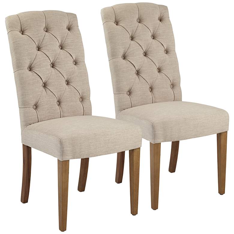 Image 1 Lydia Natural Linen Armless Accent Chair Set of 2