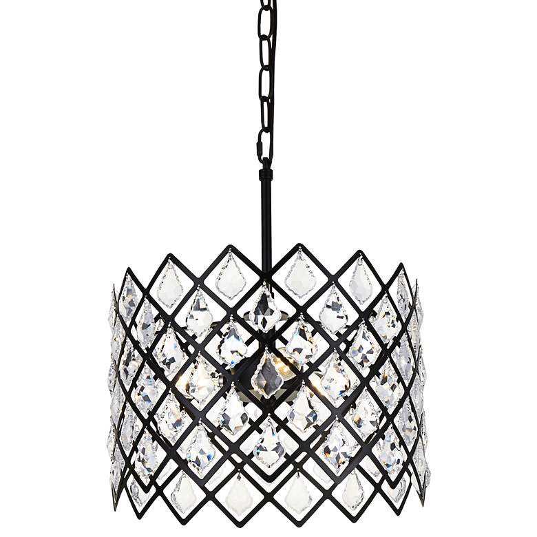 Image 1 Lyla 13" Wide Black and Clear Crystal 3-Light Pendant