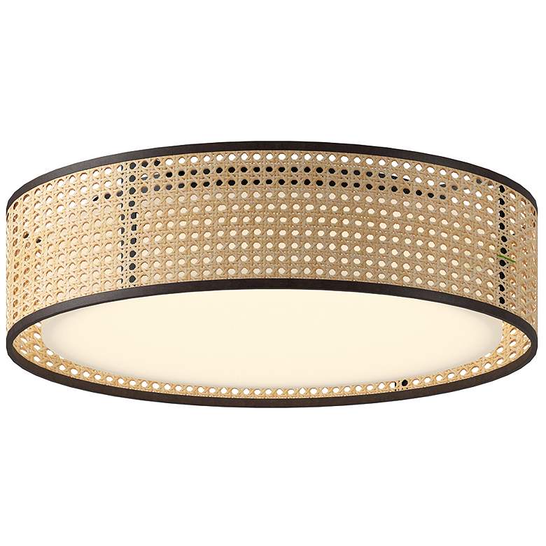 Image 1 Lyla 16" Wide Natural Drum LED Ceiling Light