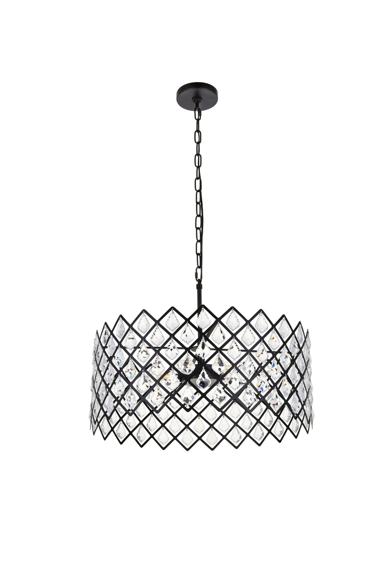 Lyla 21" Wide Black 5-Light Drum Pendant