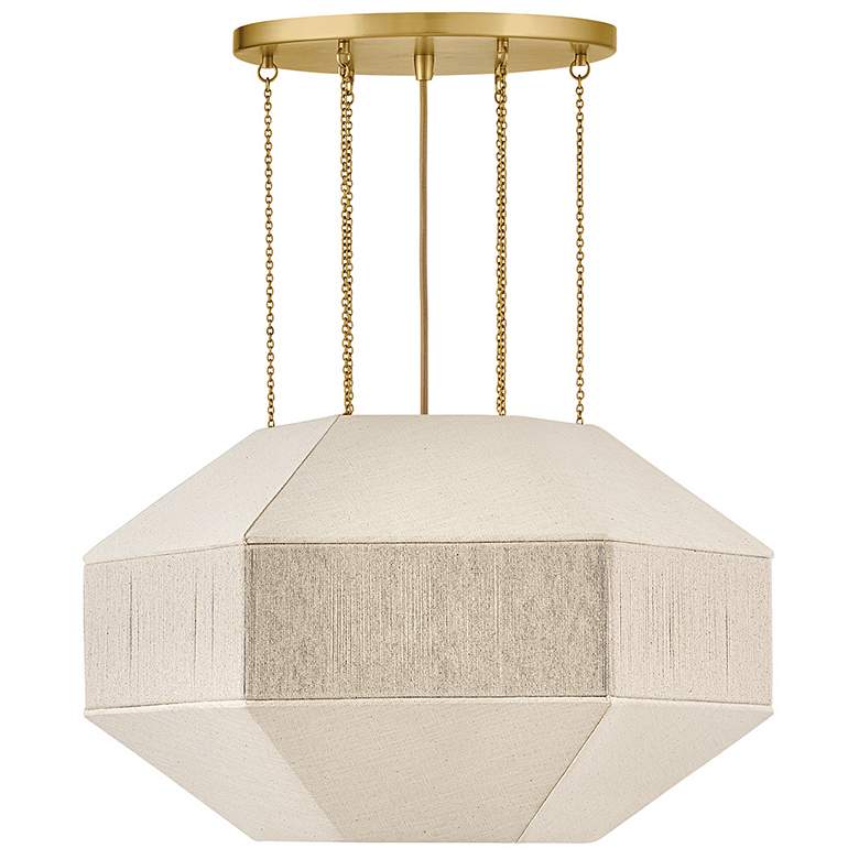 Image 5 Lyla 24 1/4" Wide Brass and Oatmeal Linen 4-Light Chandelier more views