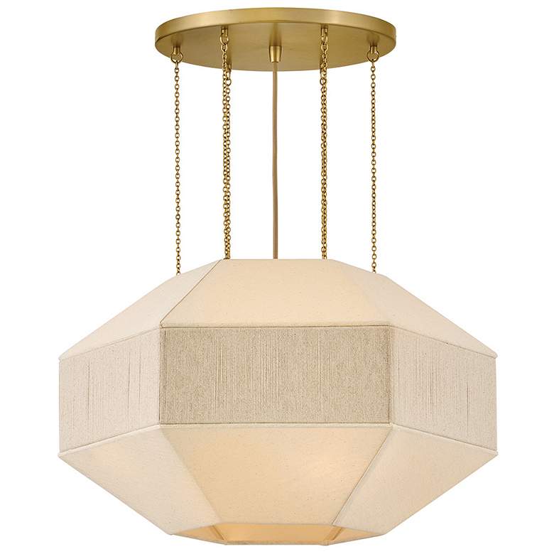 Image 6 Lyla 24 1/4" Wide Brass and Oatmeal Linen 4-Light Chandelier more views
