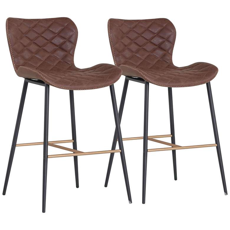 Image 1 Lyla Antique Brown Fabric Counter Stool Set of 2