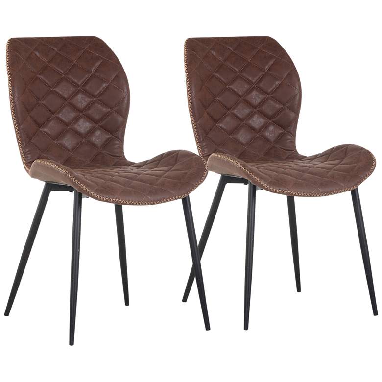 Image 1 Lyla Antique Brown Faux Leather Dining Chair Set of 2