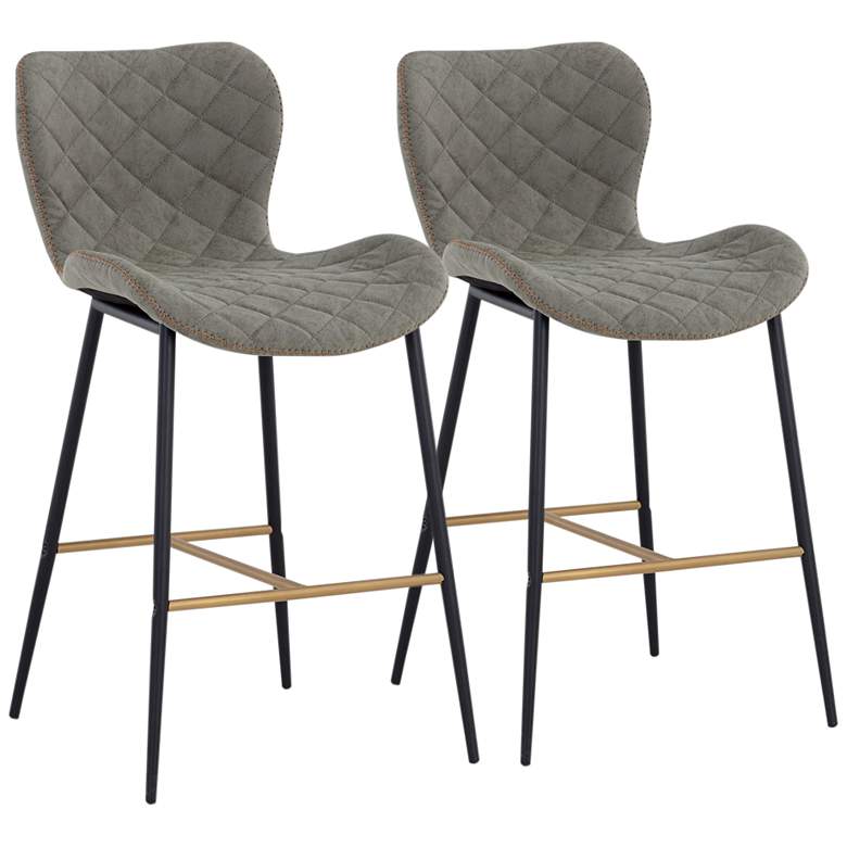 Image 1 Lyla Antique Gray Fabric Counter Stool Set of 2