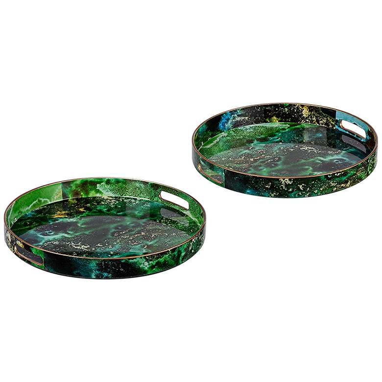Image 1 Lyla Emerald Green Tray Set of 2
