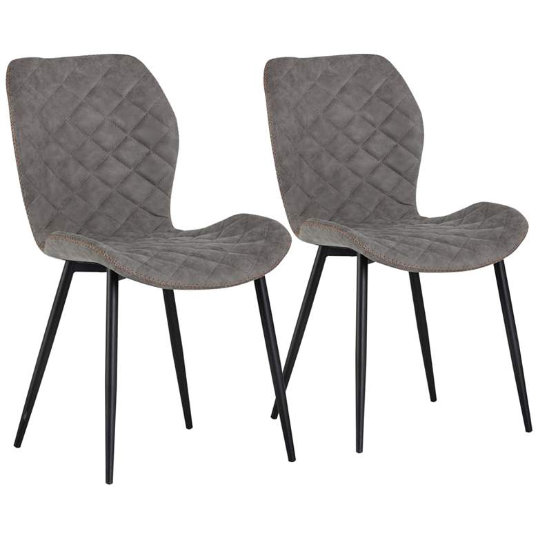 Image 2 Lyla Gray Faux Leather Dining Chair Set of 2