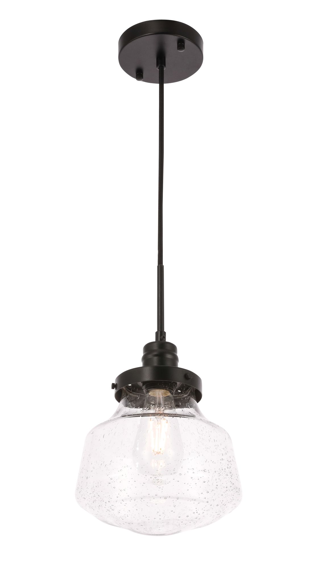 Lyle 1 Lt Black And Clear Seeded Glass Pendant