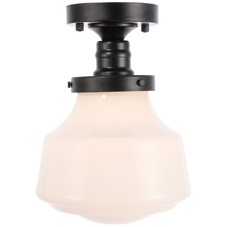 Image 1 Lyle 1 Lt Black And Frosted White Glass Flush Mount