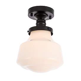 Image5 of Lyle 1 Lt Black And Frosted White Glass Flush Mount more views