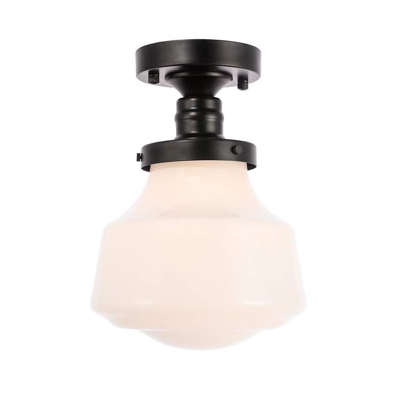 Image 7 Lyle 1 Lt Black And Frosted White Glass Flush Mount more views