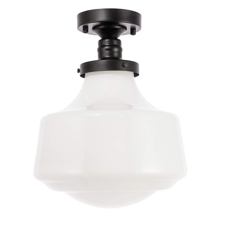 Image 4 Lyle 1 Lt Black And Frosted White Glass Flush Mount more views