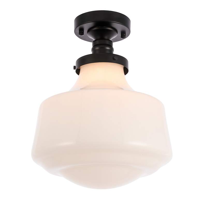 Image 5 Lyle 1 Lt Black And Frosted White Glass Flush Mount more views
