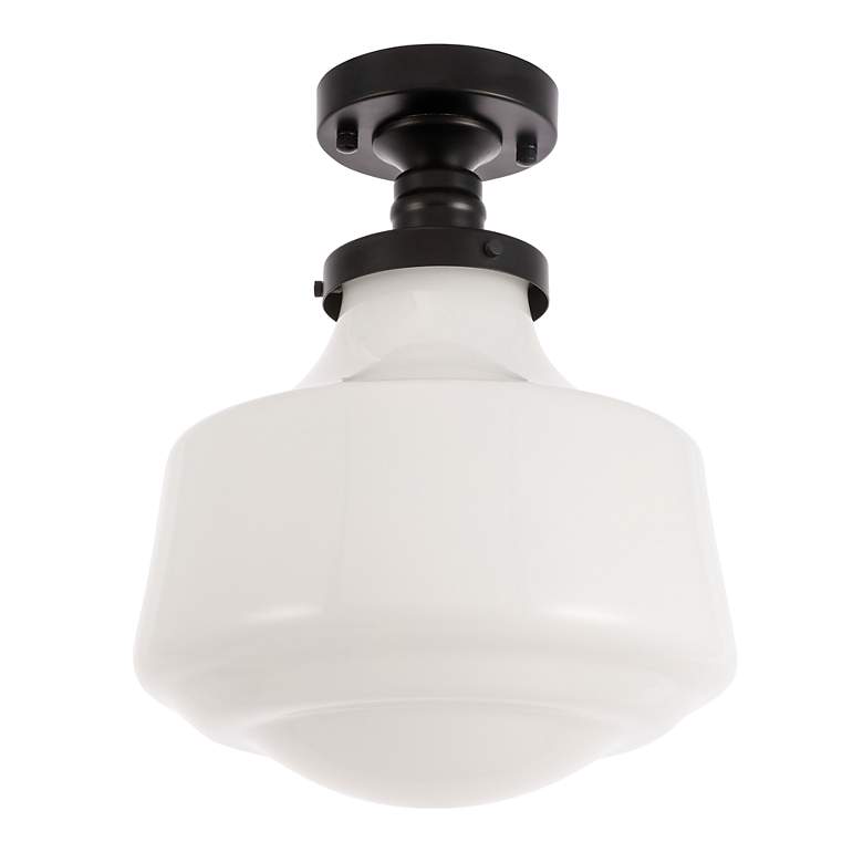Image 6 Lyle 1 Lt Black And Frosted White Glass Flush Mount more views