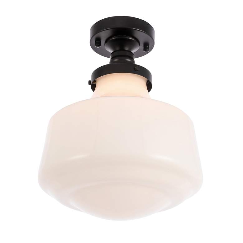 Image 7 Lyle 1 Lt Black And Frosted White Glass Flush Mount more views