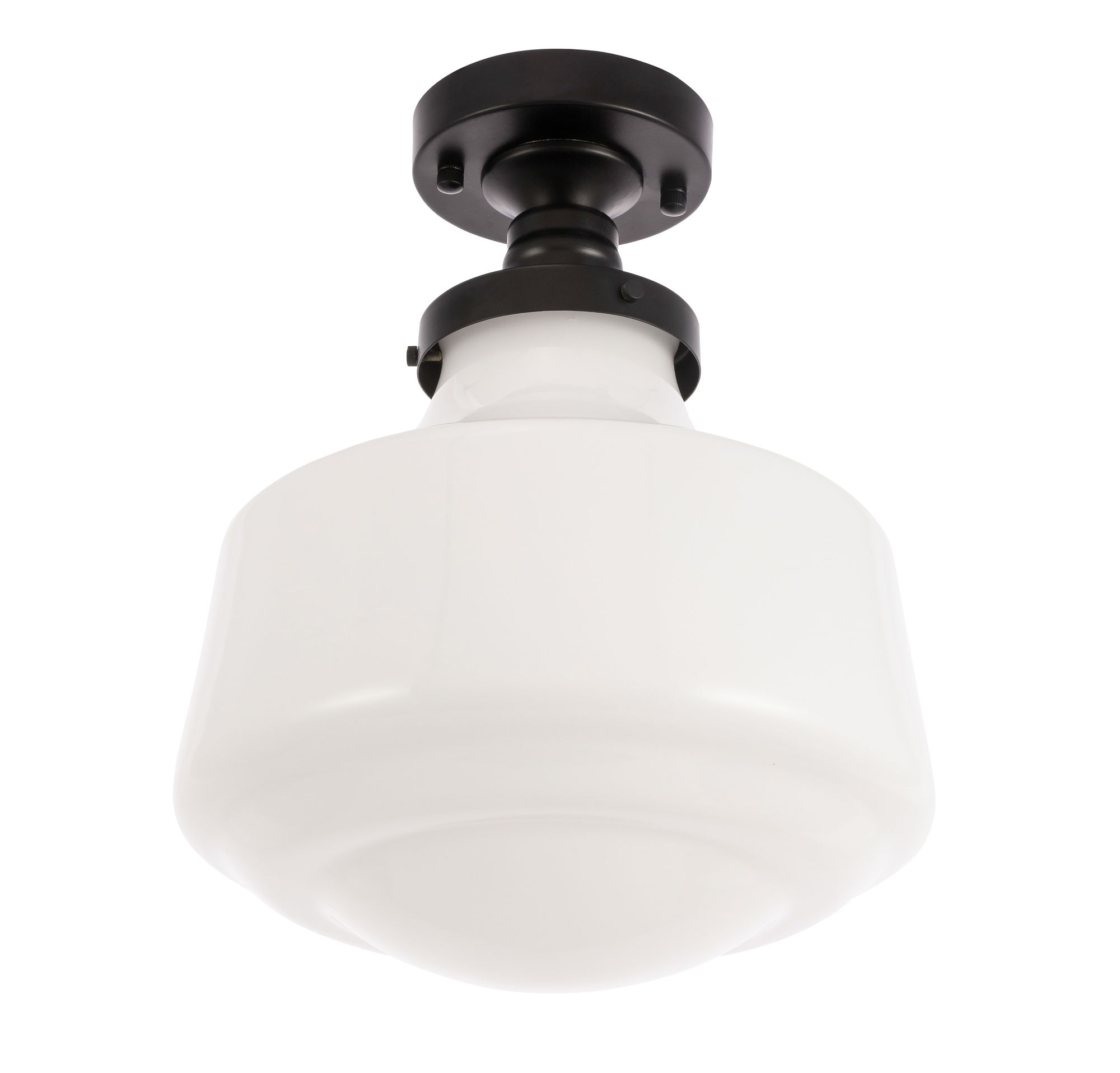 Lyle 1 Lt Black And Frosted White Glass Flush Mount