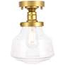 Lyle 1 Lt Brass And Clear Seeded Glass Flush Mount