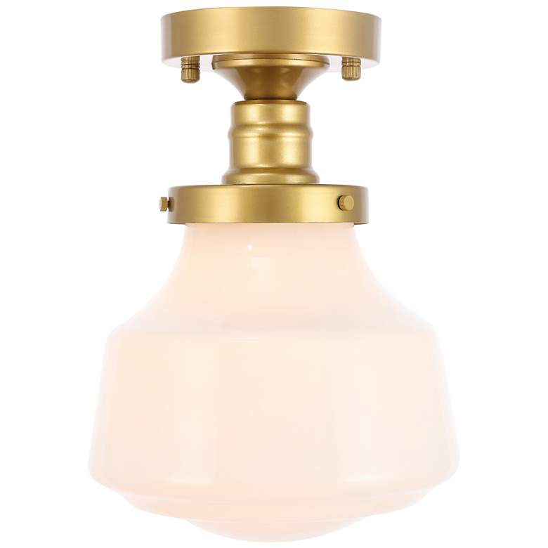 Image 2 Lyle 1 Lt Brass And Frosted White Glass Flush Mount