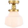 2_Lyle 1 Lt Brass And Frosted White Glass Flush Mount