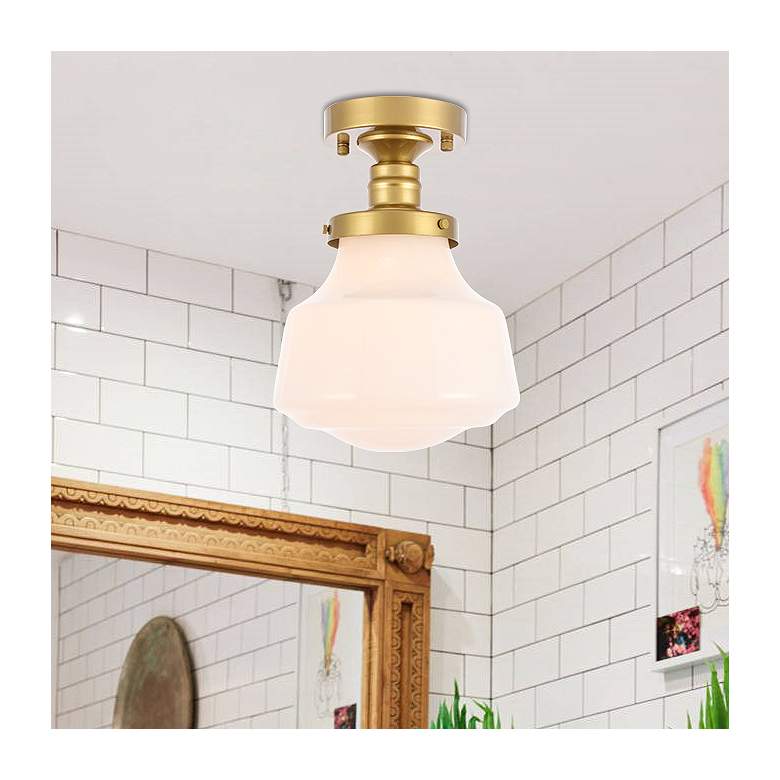 Image 1 Lyle 1 Lt Brass And Frosted White Glass Flush Mount