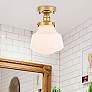 1_Lyle 1 Lt Brass And Frosted White Glass Flush Mount
