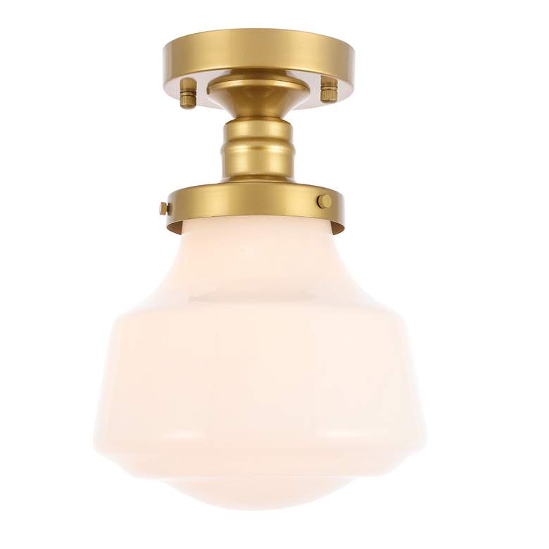 Image 5 Lyle 1 Lt Brass And Frosted White Glass Flush Mount more views