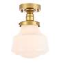 5_Lyle 1 Lt Brass And Frosted White Glass Flush Mount more views