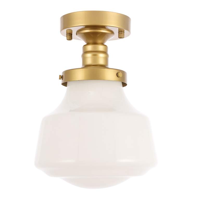 Image 6 Lyle 1 Lt Brass And Frosted White Glass Flush Mount more views