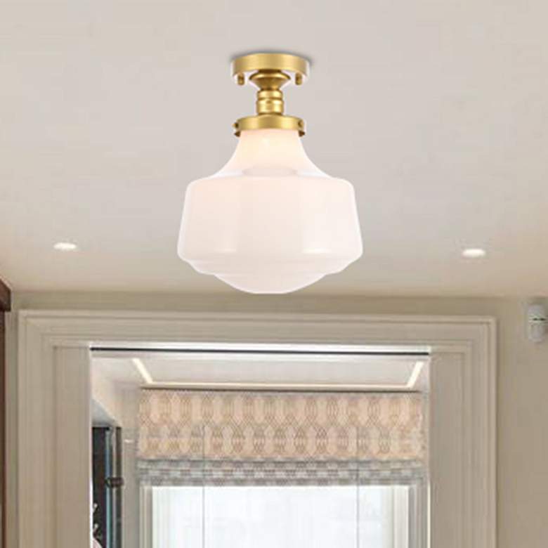 Image 1 Lyle 1 Lt Brass And Frosted White Glass Flush Mount