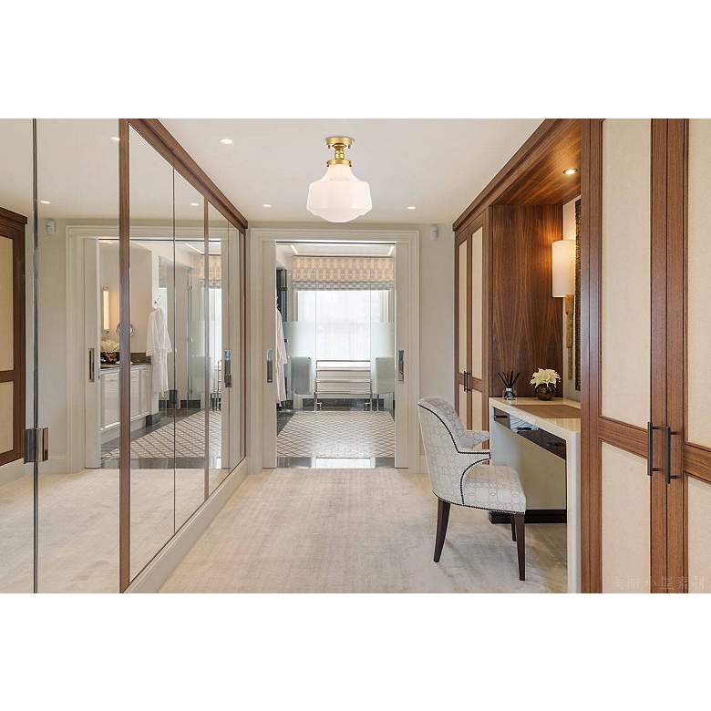 Image 3 Lyle 1 Lt Brass And Frosted White Glass Flush Mount more views