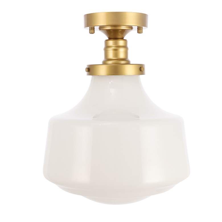 Image 4 Lyle 1 Lt Brass And Frosted White Glass Flush Mount more views