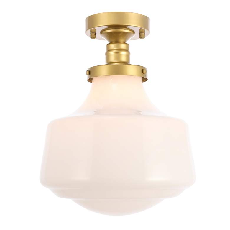 Image 5 Lyle 1 Lt Brass And Frosted White Glass Flush Mount more views