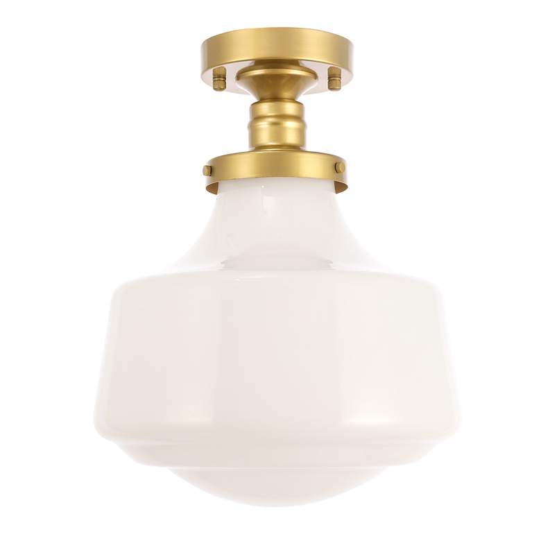 Image 6 Lyle 1 Lt Brass And Frosted White Glass Flush Mount more views