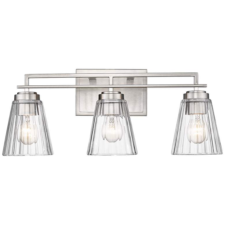 Image 2 Lyna 22" Wide Brushed Nickel 3-Light Vanity Bath Light