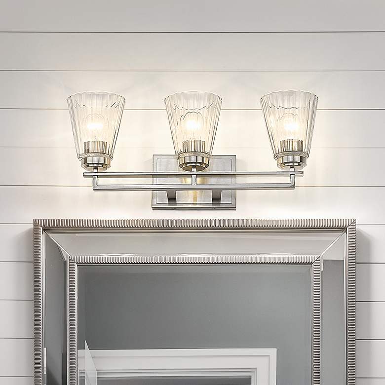 Image 1 Lyna 22" Wide Brushed Nickel 3-Light Vanity Bath Light
