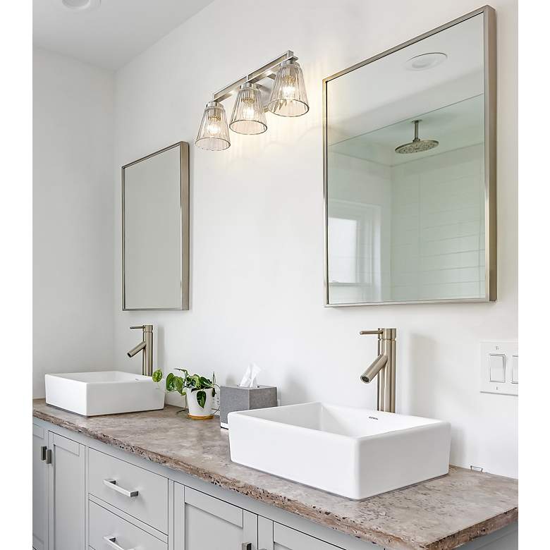Image 3 Lyna 22" Wide Brushed Nickel 3-Light Vanity Bath Light more views
